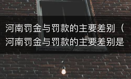 河南罚金与罚款的主要差别（河南罚金与罚款的主要差别是什么）