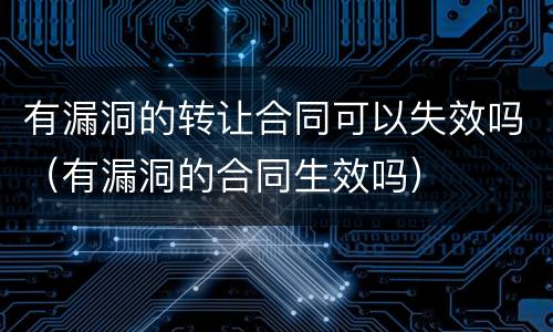 有漏洞的转让合同可以失效吗（有漏洞的合同生效吗）