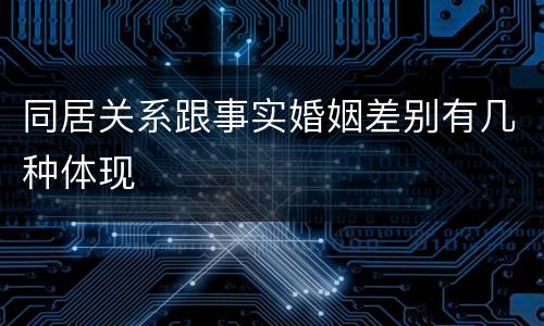 同居关系跟事实婚姻差别有几种体现
