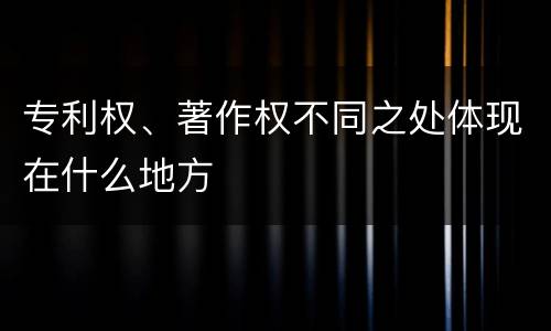 专利权、著作权不同之处体现在什么地方