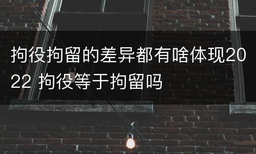 拘役拘留的差异都有啥体现2022 拘役等于拘留吗