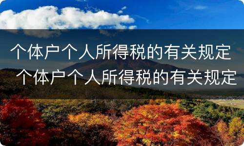 个体户个人所得税的有关规定 个体户个人所得税的有关规定有哪些