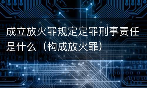 成立放火罪规定定罪刑事责任是什么（构成放火罪）