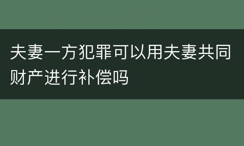 夫妻一方犯罪可以用夫妻共同财产进行补偿吗
