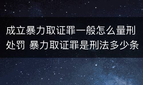 成立暴力取证罪一般怎么量刑处罚 暴力取证罪是刑法多少条