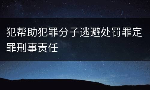 犯帮助犯罪分子逃避处罚罪定罪刑事责任