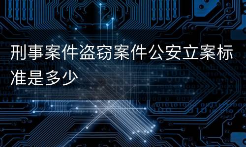 刑事案件盗窃案件公安立案标准是多少