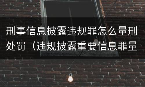 刑事信息披露违规罪怎么量刑处罚（违规披露重要信息罪量刑）