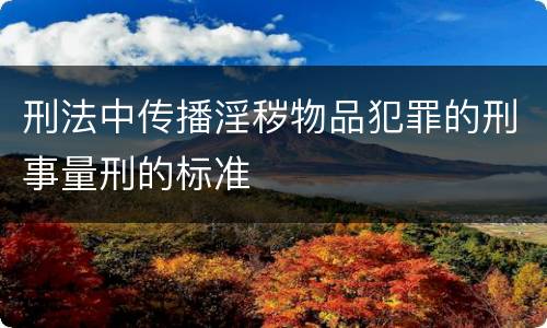 刑法中传播淫秽物品犯罪的刑事量刑的标准