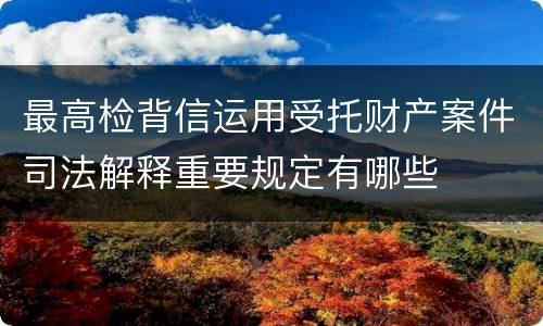 最高检背信运用受托财产案件司法解释重要规定有哪些