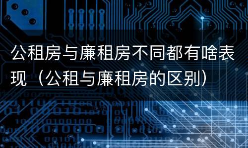 公租房与廉租房不同都有啥表现（公租与廉租房的区别）