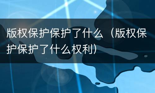 版权保护保护了什么（版权保护保护了什么权利）