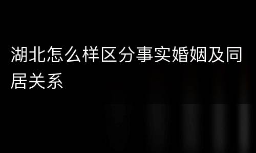 湖北怎么样区分事实婚姻及同居关系