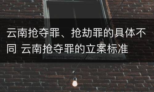 云南抢夺罪、抢劫罪的具体不同 云南抢夺罪的立案标准
