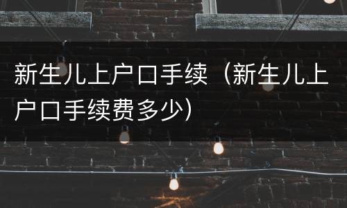 新生儿上户口手续（新生儿上户口手续费多少）