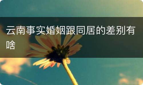 云南事实婚姻跟同居的差别有啥