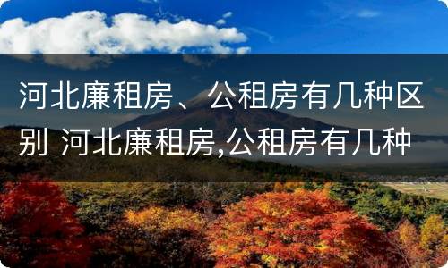河北廉租房、公租房有几种区别 河北廉租房,公租房有几种区别吗