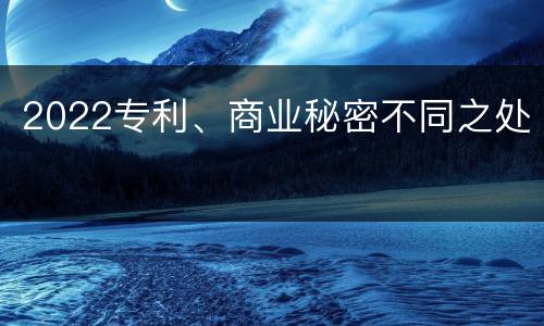 2022专利、商业秘密不同之处
