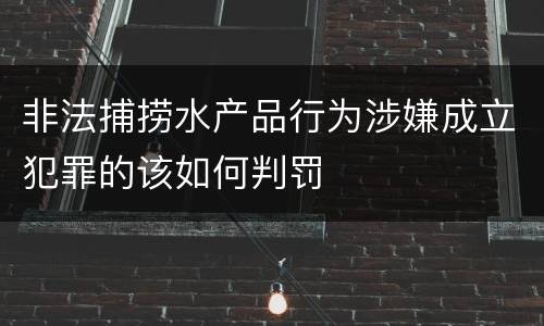 非法捕捞水产品行为涉嫌成立犯罪的该如何判罚