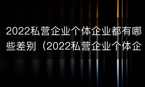 2022私营企业个体企业都有哪些差别（2022私营企业个体企业都有哪些差别和优势）