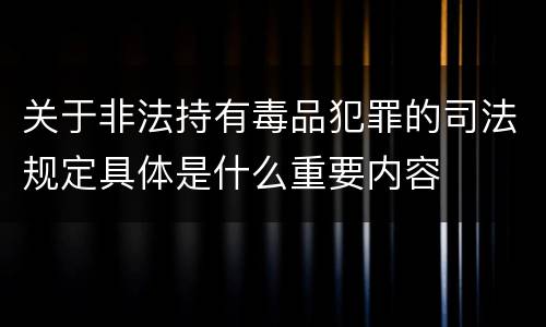 关于非法持有毒品犯罪的司法规定具体是什么重要内容