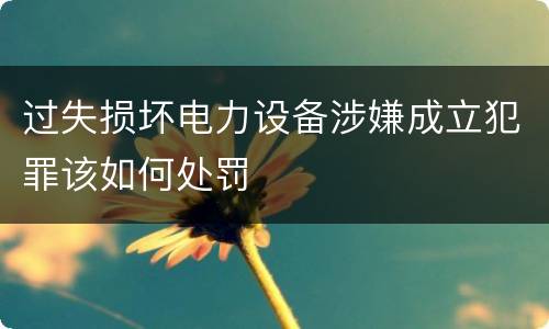 过失损坏电力设备涉嫌成立犯罪该如何处罚