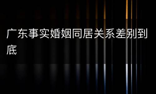 广东事实婚姻同居关系差别到底