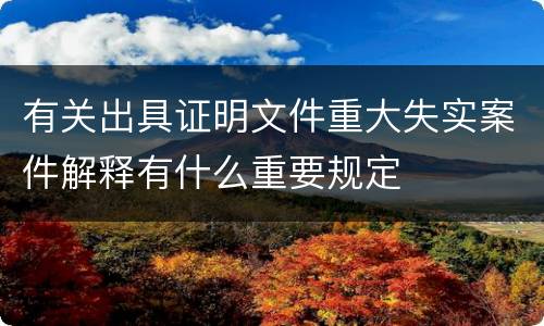 有关出具证明文件重大失实案件解释有什么重要规定