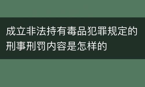 成立非法持有毒品犯罪规定的刑事刑罚内容是怎样的