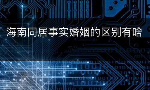 海南同居事实婚姻的区别有啥