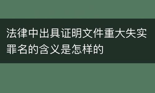 法律中出具证明文件重大失实罪名的含义是怎样的