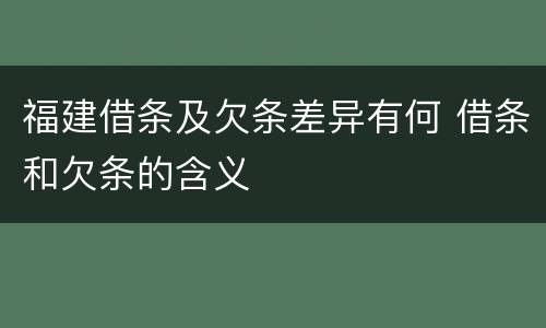 福建借条及欠条差异有何 借条和欠条的含义