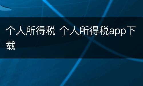 个人所得税 个人所得税app下载