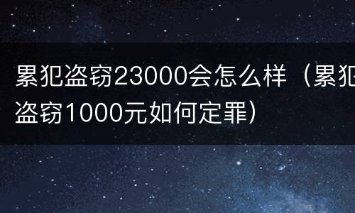 累犯盗窃23000会怎么样（累犯盗窃1000元如何定罪）