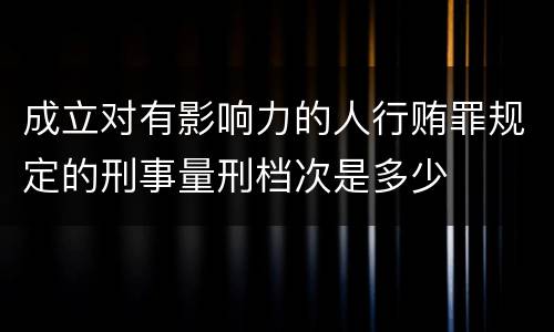 成立对有影响力的人行贿罪规定的刑事量刑档次是多少