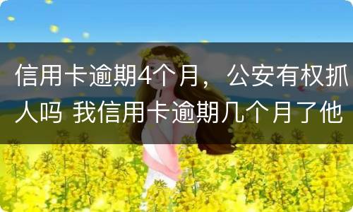 信用卡逾期4个月，公安有权抓人吗 我信用卡逾期几个月了他们说要告我上法院
