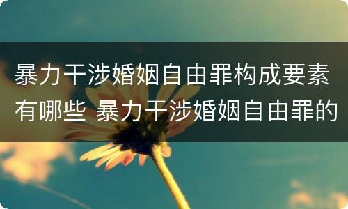 暴力干涉婚姻自由罪构成要素有哪些 暴力干涉婚姻自由罪的构成要件