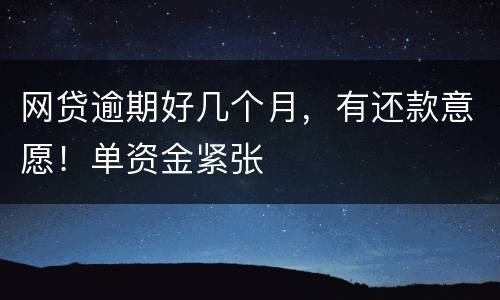 网贷逾期好几个月，有还款意愿！单资金紧张