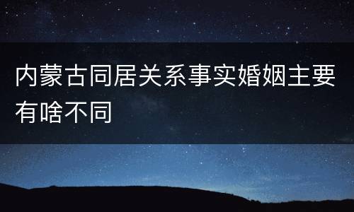 内蒙古同居关系事实婚姻主要有啥不同