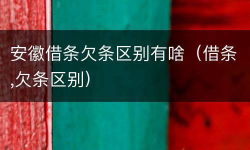 安徽借条欠条区别有啥（借条,欠条区别）