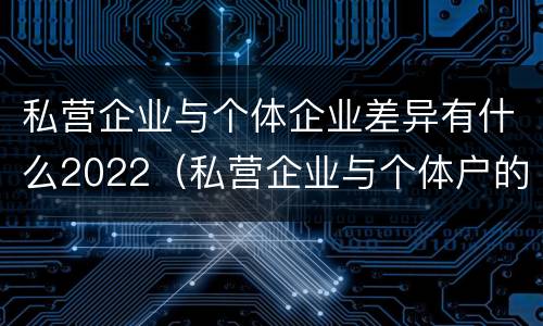 私营企业与个体企业差异有什么2022（私营企业与个体户的区别）