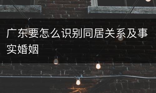 广东要怎么识别同居关系及事实婚姻