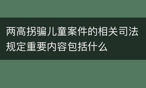两高拐骗儿童案件的相关司法规定重要内容包括什么
