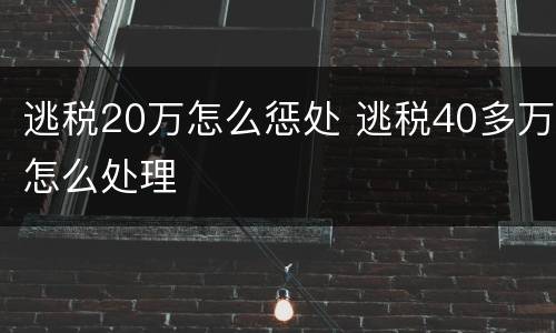 逃税20万怎么惩处 逃税40多万怎么处理