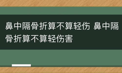 鼻中隔骨折算不算轻伤 鼻中隔骨折算不算轻伤害