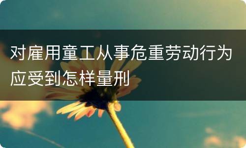对雇用童工从事危重劳动行为应受到怎样量刑