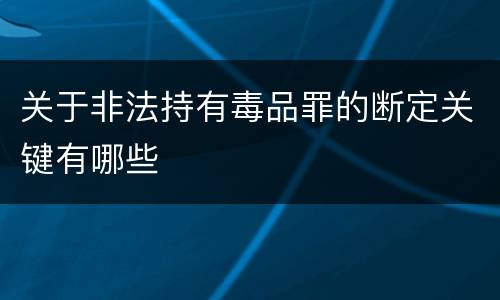 关于非法持有毒品罪的断定关键有哪些