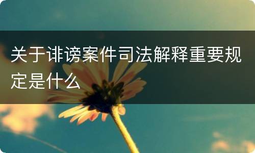 关于诽谤案件司法解释重要规定是什么