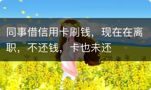 同事借信用卡刷钱，现在在离职，不还钱，卡也未还