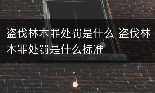盗伐林木罪处罚是什么 盗伐林木罪处罚是什么标准